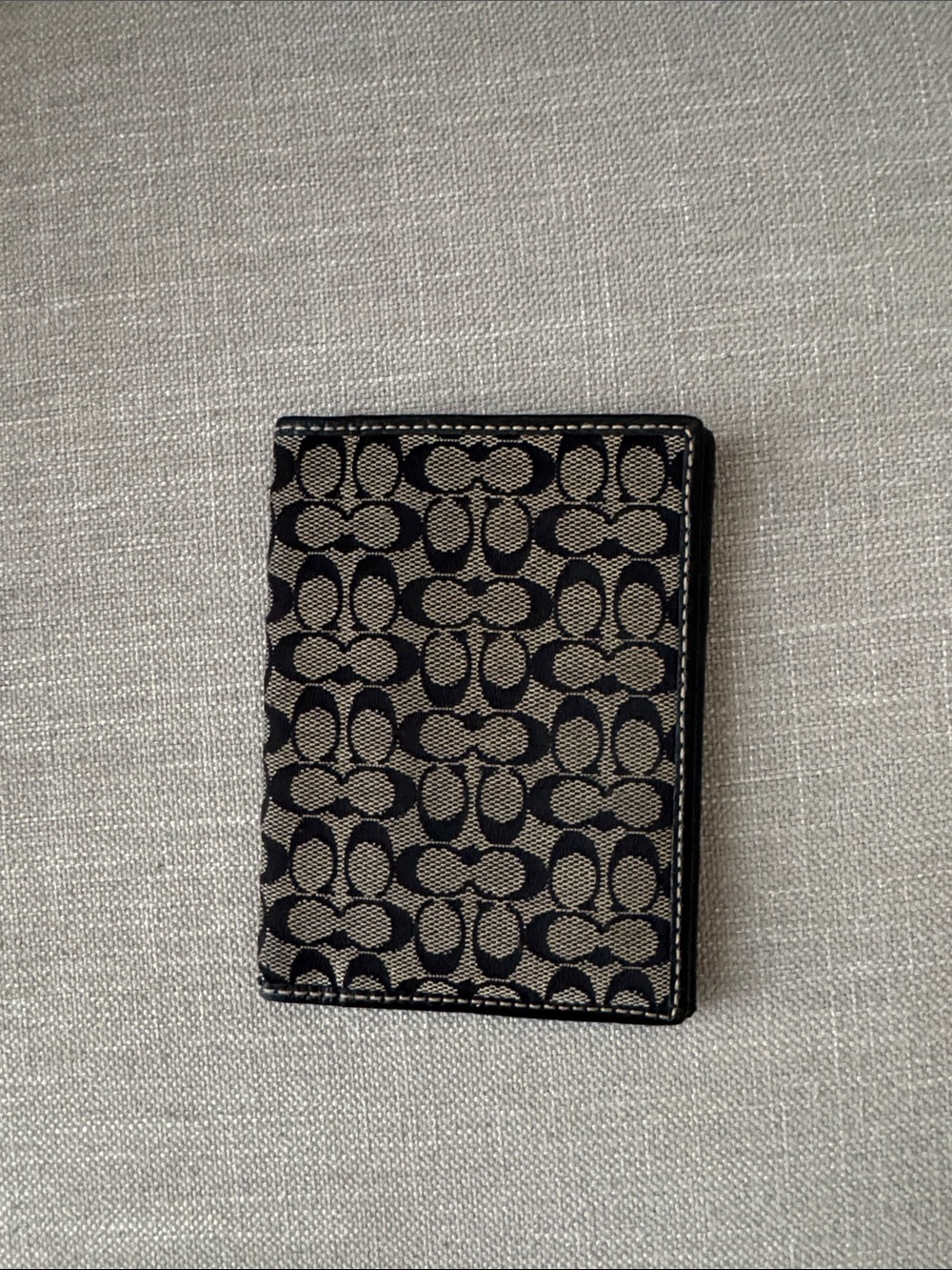 Coach Monogram Canvas Card Holder - Black and Tan